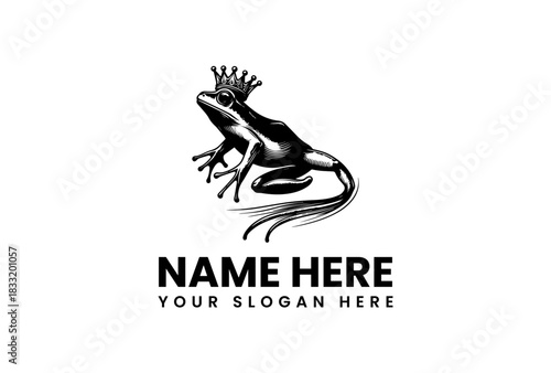 Regal Crowned Frog King Logo Vector Illustration, Elegant Amphibian Mascot Design for Distinctive Branding and Business Identity