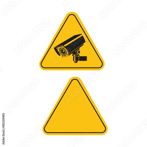 Yellow triangular CCTV warning sign with a surveillance camera icon. Perfect for security notices, monitored areas, restricted zones, and safety communication materials