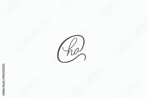 HA H A Signature Logo – Hand Drawn Minimalist HA Initial lettering logo