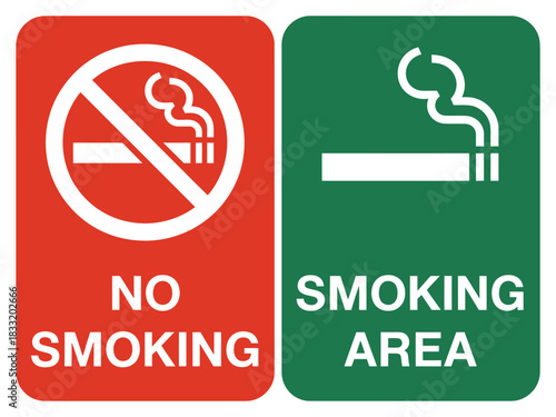 No smoking and smoking area signs side by side