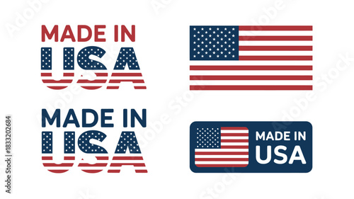 Made in usa vector design with american flag elements