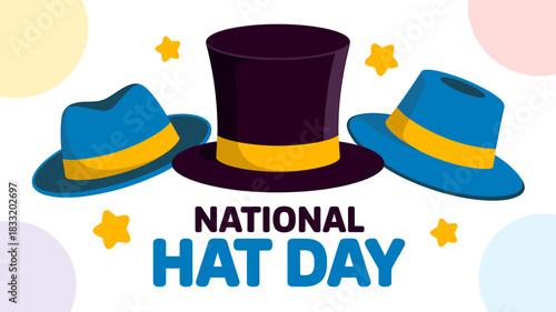 National hat day celebration with colorful hats and festive background