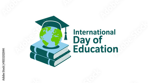 International day of education illustration with books and globe