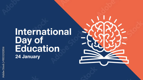 International day of education concept with brain and book illustration