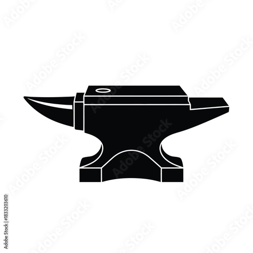 Blacksmith anvil silhouette on white background metal