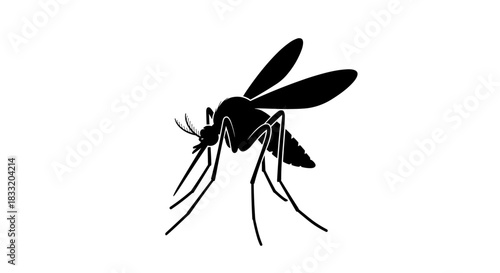 Silhouette of a Mosquito Vector Illustration for Design.