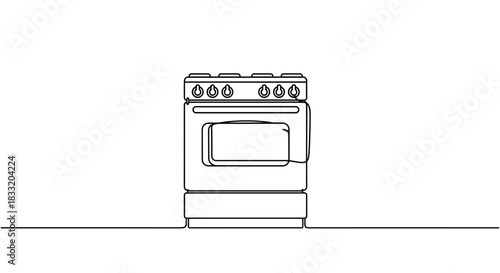 Minimalist Line Art of a Freestanding Oven.