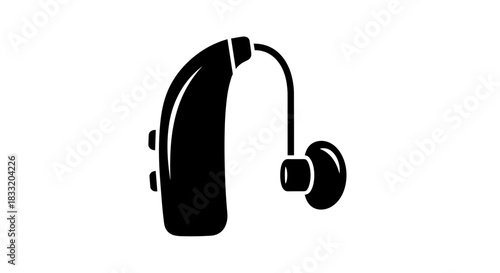 Hearing Aid Device Silhouette for Hearing Impairment.