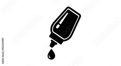 Dropper Bottle with Liquid Drop Vector Illustration.