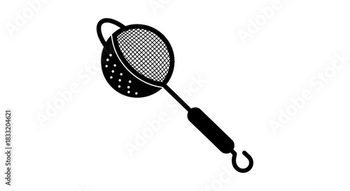 Black and White Illustration of a Tea Strainer.