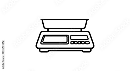 Outline Illustration of a Digital Kitchen Scale for Culinary Use.