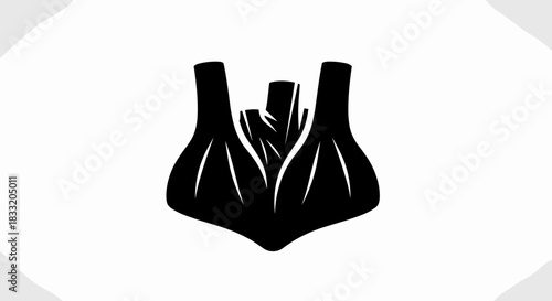 Elegant Black and White Garlic Bulb Illustration for Culinary Designs.
