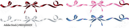 set of decorative bows with ribbons on both sides with various gradients, invitations, flyers or decorative frames