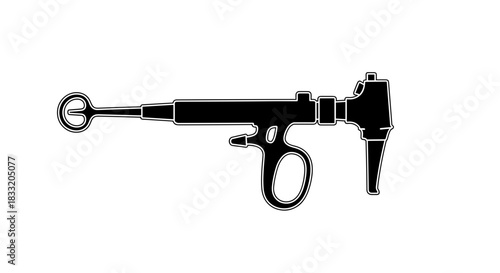 Silhouette of a Laryngeal Mirror for Medical Examination.