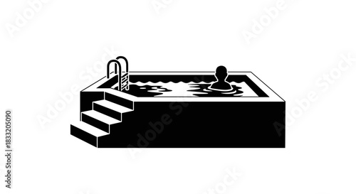 Person Relaxing in a Hot Tub Illustration.