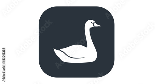 Elegant Swan Icon Graceful Bird Symbol on Dark Background.