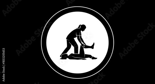 Silhouette Illustration of a Person Receiving Physical Therapy.