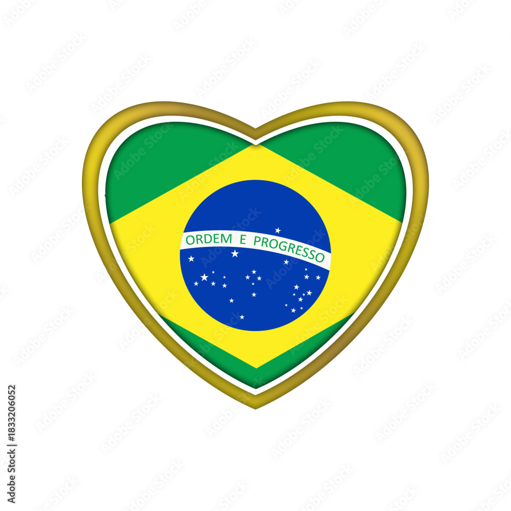 Fototapeta premium Brazil flag, heart, icon