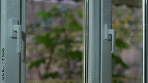 White plastic window of the house