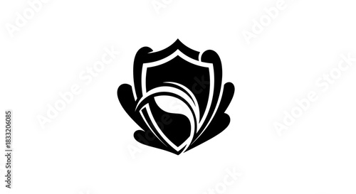 Elegant Shield and Leaf Logo Design for Security and Nature.
