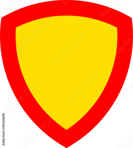 Vector graphic of a shield bearing the bordure pattern. It consists of a yellow background with a red surround