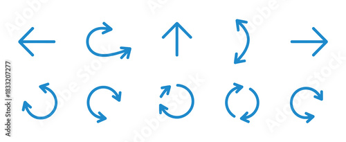 Air Flow Arrows Set Vector Illustration Showing Directional Motion Symbols in Clean Minimal Style for Technical Diagrams and Instructional Graphics on Light Background Design
