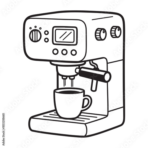 Espresso Machine Line Art Coffee Cup Minimalist Design