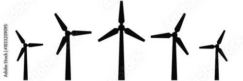 Wind Turbine Icon Set – Clean Outline Vector for Renewable Energy, Sustainable Power & Green 
Technology