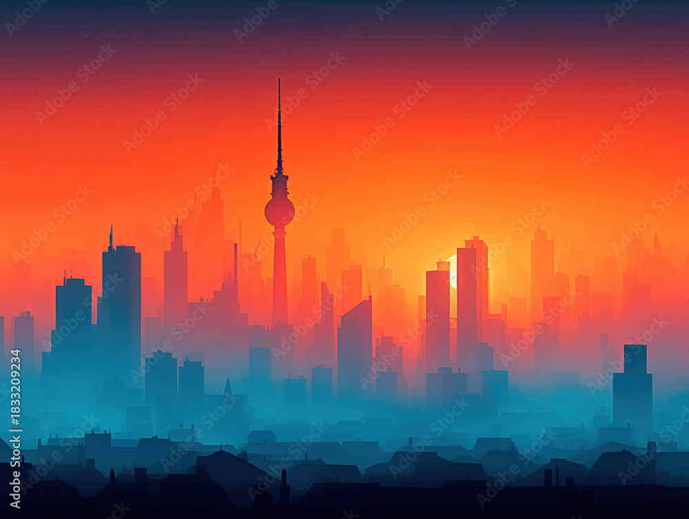 Obraz premium Berlin Germany urban skyline view