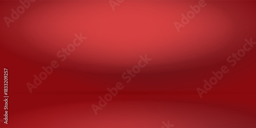 Abstract gradient podium background. Red empty 3d studio backdrop. Clean scene for product presentation. Christmas or New Year mockup template. Vector illustration.