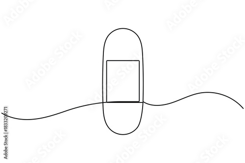 Medical one time bandage continuous one line drawing on white background minimalist first aid outline vector illustration