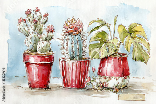 Cactus, sensevieria and mon...