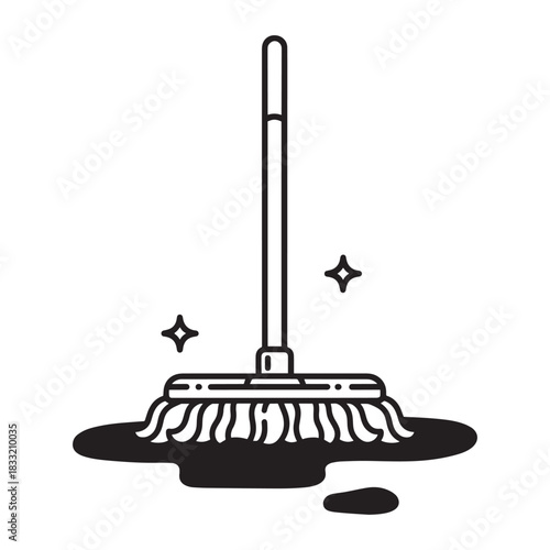 Mop Cleaning Spill Vector Illustration Hygiene Housework Icon