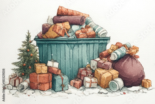 Christmas watercolor painti...
