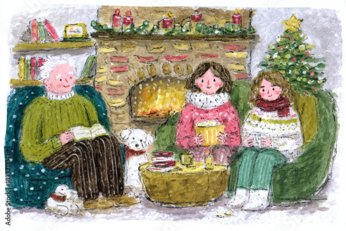 Christmas watercolor painti...