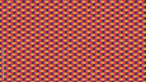 Vibrant hexagonal 3d pattern abstract background texture design.