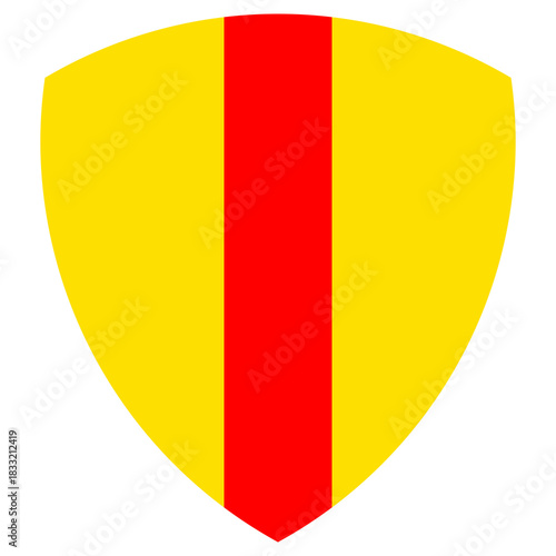 Vector graphic of a shield bearing the pale pattern. It consists of a yellow background with a red vertical bar