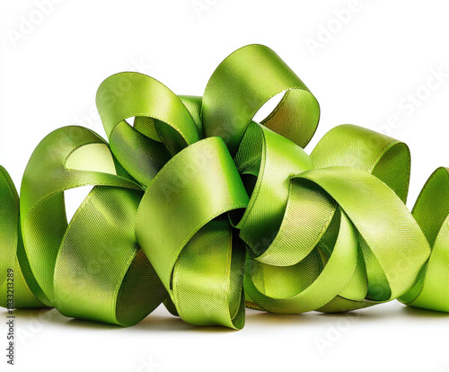 Green ribbon isolated on white