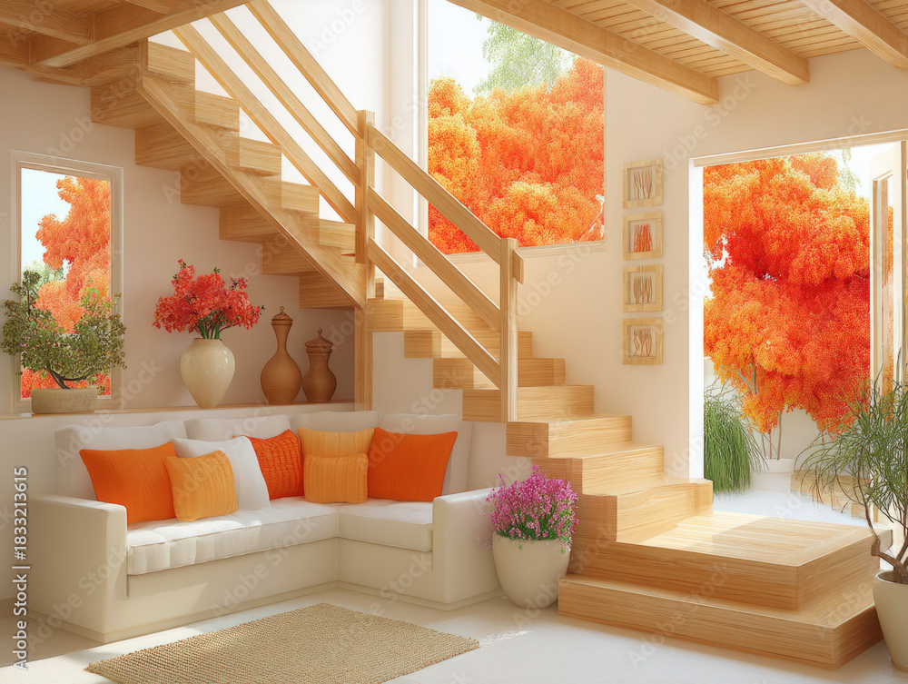 Obraz premium Home interior rendering 3D