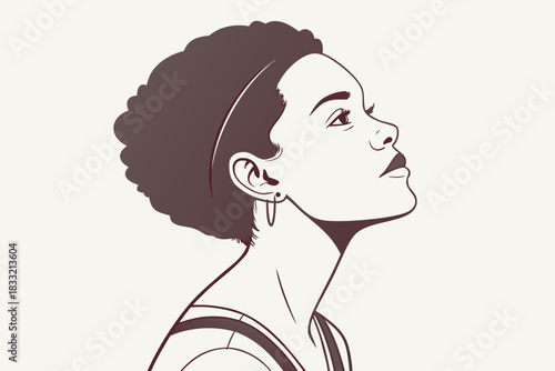 Soft-edge geometric avatar — rounded polygon curves, simplified profile, transparent clean composition.