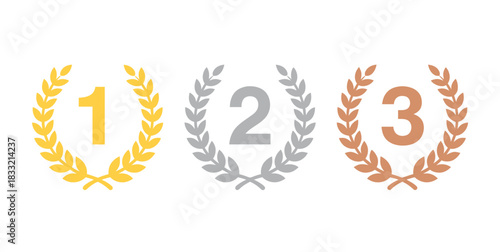 Gold, silver, and bronze medals are awarded to the first, second, and third place winners.