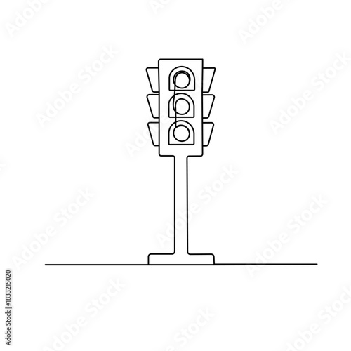Traffic light one line drawing, minimalist outline vector illustration
