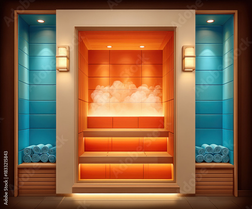 Sauna window with steam