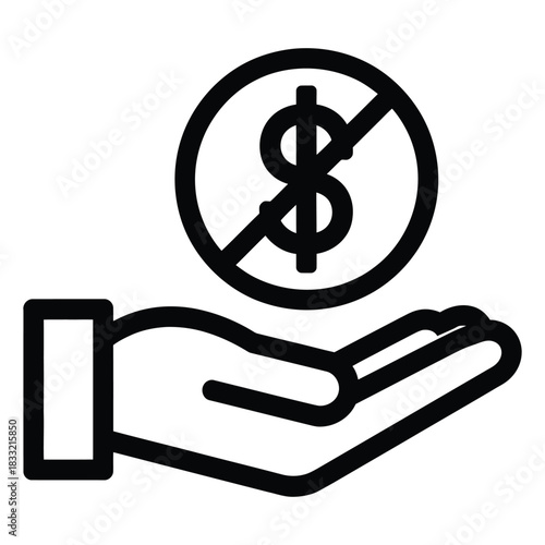 Hand offering no money symbol icon