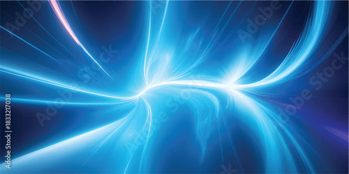 Abstract blue background with stars, a futuristic digital art design of light wave fractal patterns and bright motion curves