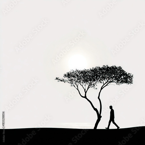 Nice Winter sunset silhouette
