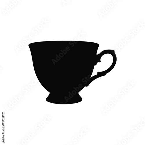 Teacup silhouette icon vector flat design.