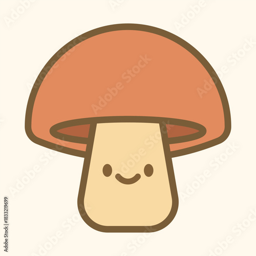Cute Kawaii Mushroom Character – Adorable Forest Cartoon Icon