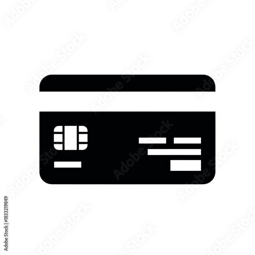 Black Credit Card Icon Isolated on White Background