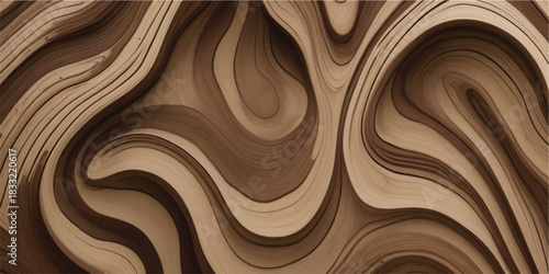 Dark chocolate brown wood texture pattern with a flowing satin design backdrop